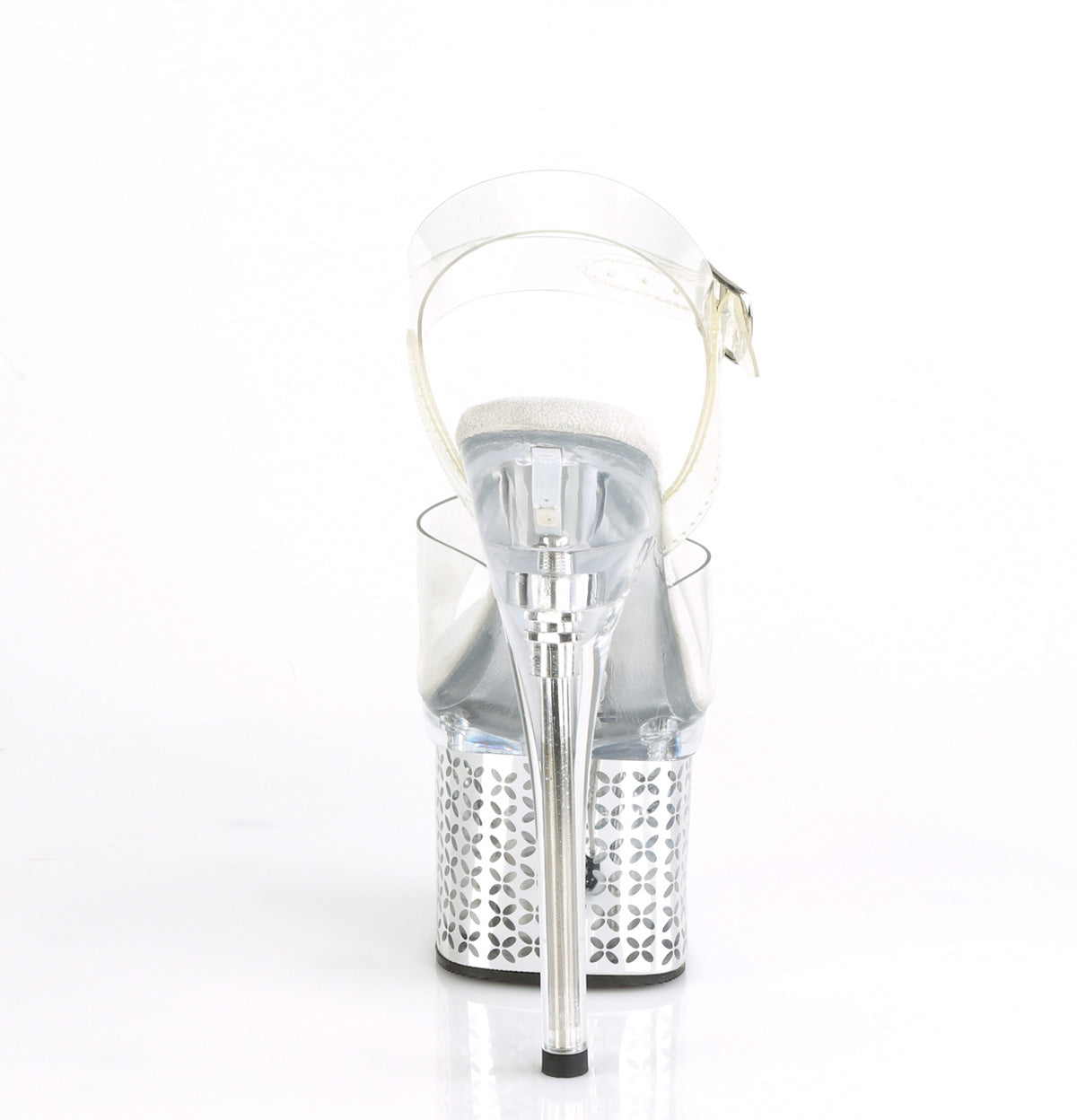 Pleaser Womens Sandals DISCOLITE-708FLP Clr/Slv Chrome