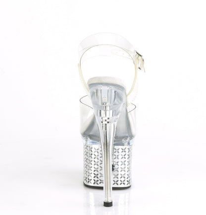 Pleaser Womens Sandals DISCOLITE-708FLP Clr/Slv Chrome