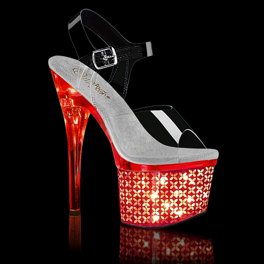 Pleaser Damen Sandalen DISCOLITE-708FLP CLR / SLV Chrome