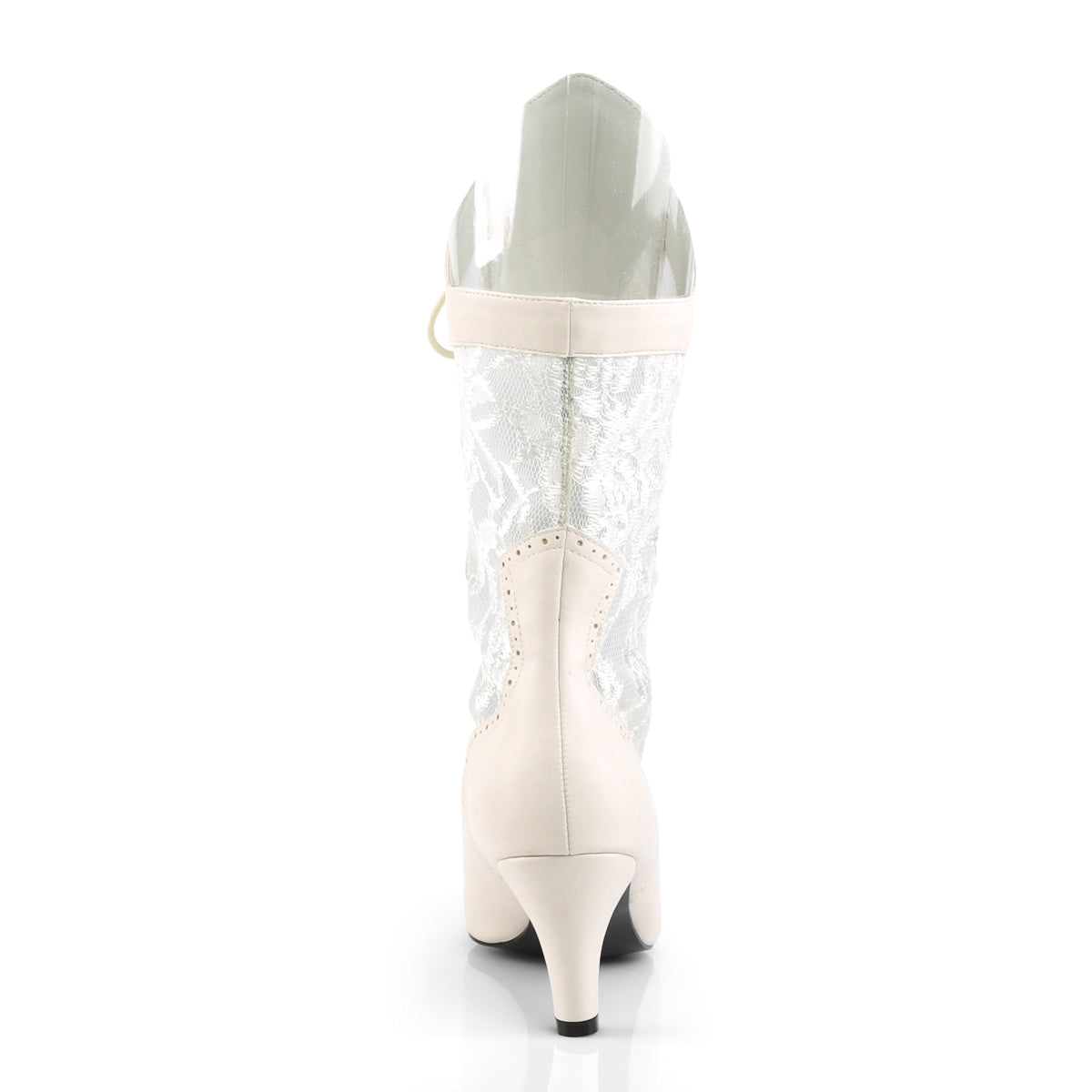 Pleaser Pink Label Damen Knöchelstiefel DIVINE-1050 Elfenbein-Faux-Leder-Satin-Spitze