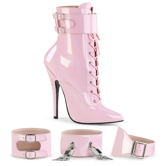 Devious Damen Knöchelstiefel DOMINA-1023 B. Rosa Pat