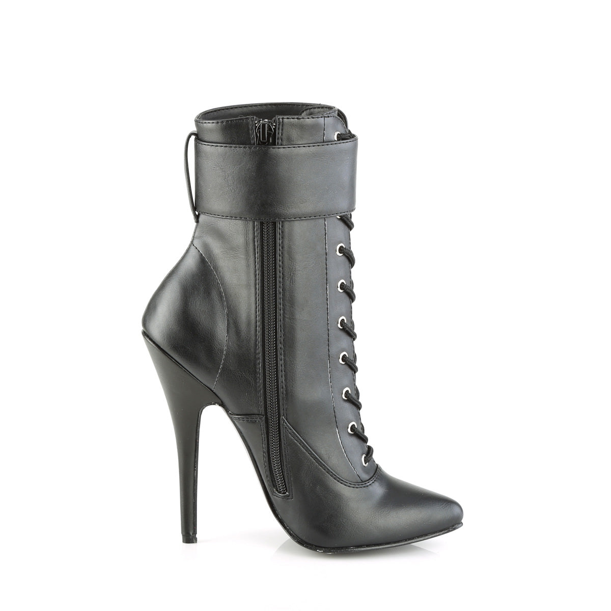 Devious Womens Ankle Boots DOMINA-1023 Blk Faux Leather