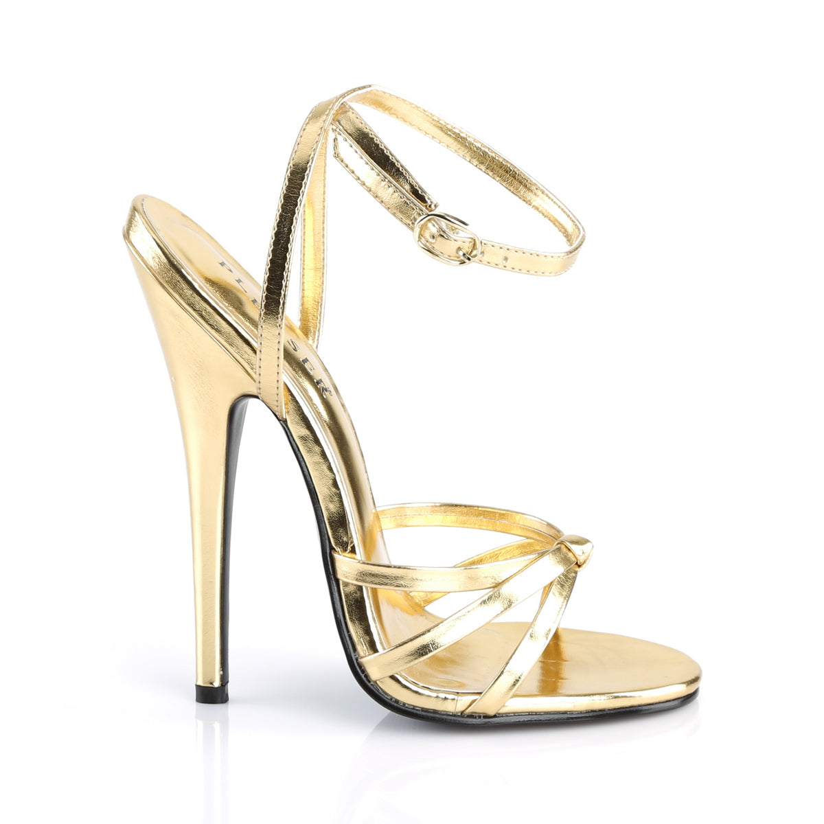 Devious Womens Sandals DOMINA-108 Gold Metallic Pu