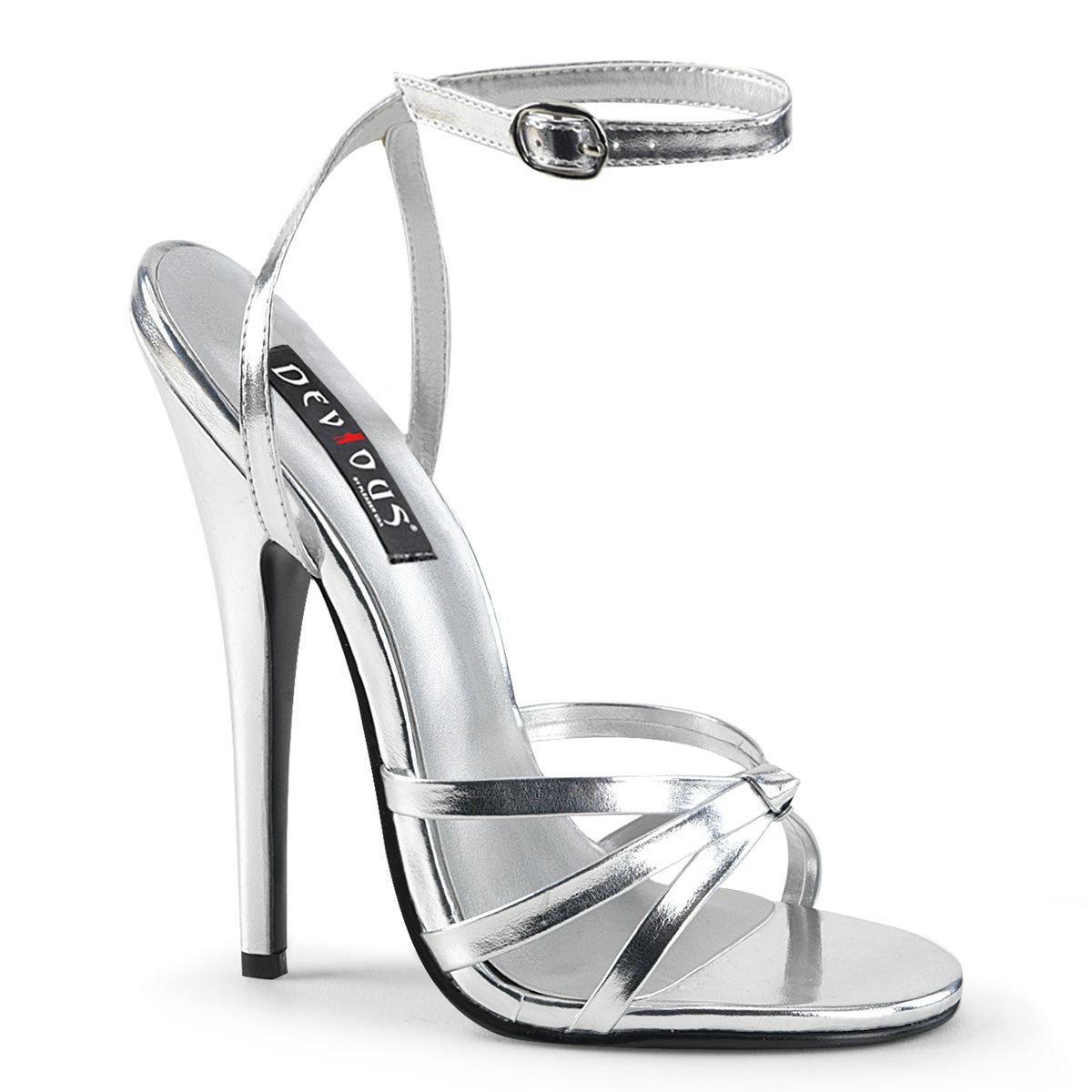 Devious Womens Sandals DOMINA-108 Silver Metallic Pu