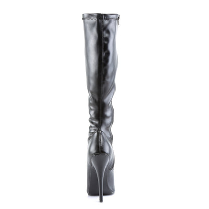 Devious Womens Boots DOMINA-2000 Blk Str Pu