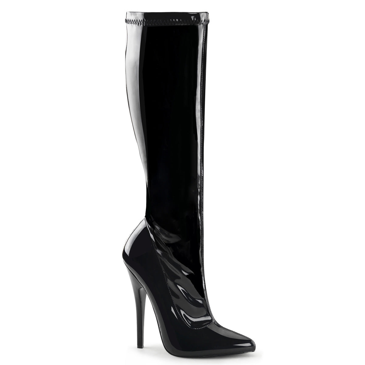 Devious Womens Boots. DOMINA-2000 BLK Str Pat