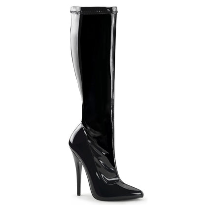 Devious Womens Boots. DOMINA-2000 BLK Str Pat