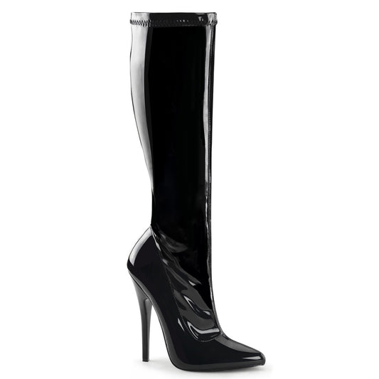 Devious Womens Boots. DOMINA-2000 BLK Str Pat