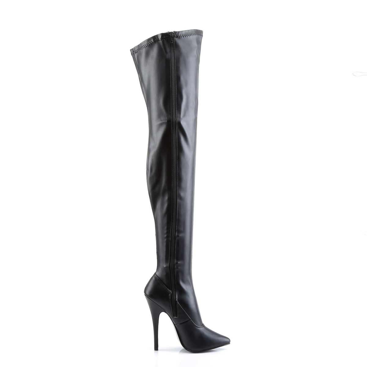 Devious Womens Boots. DOMINA-3000 BLK STR PU