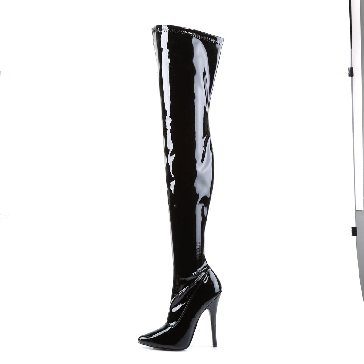 Devious Womens Boots DOMINA-3000 Blk Str Pat