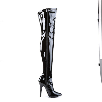 Devious Womens Boots DOMINA-3000 Blk Str Pat