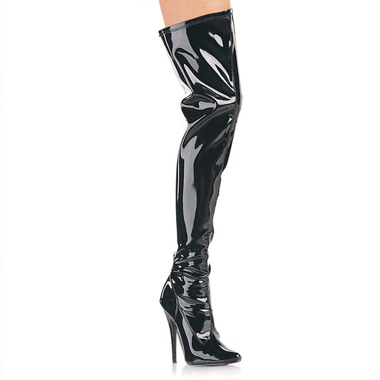 Devious Womens Boots DOMINA-3000 Blk Str Pat