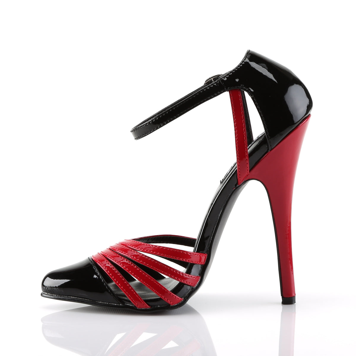 Devious Womens Pumps DOMINA-412 Blk Red  Pat