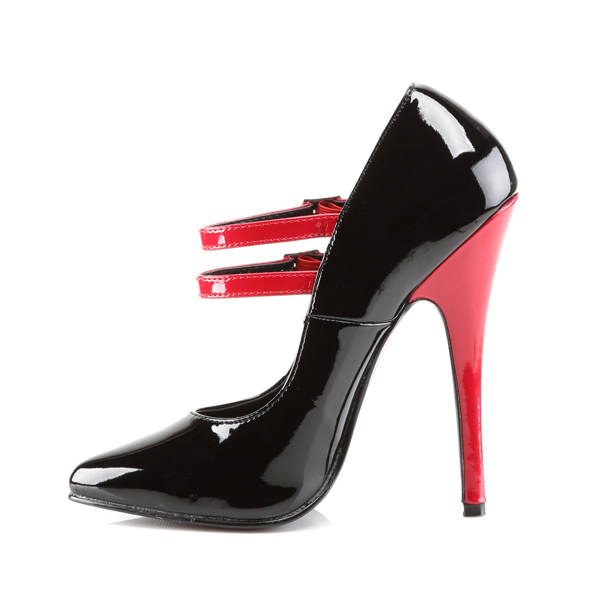 Devious Womens Pumps DOMINA-442 Blk-Red Pat