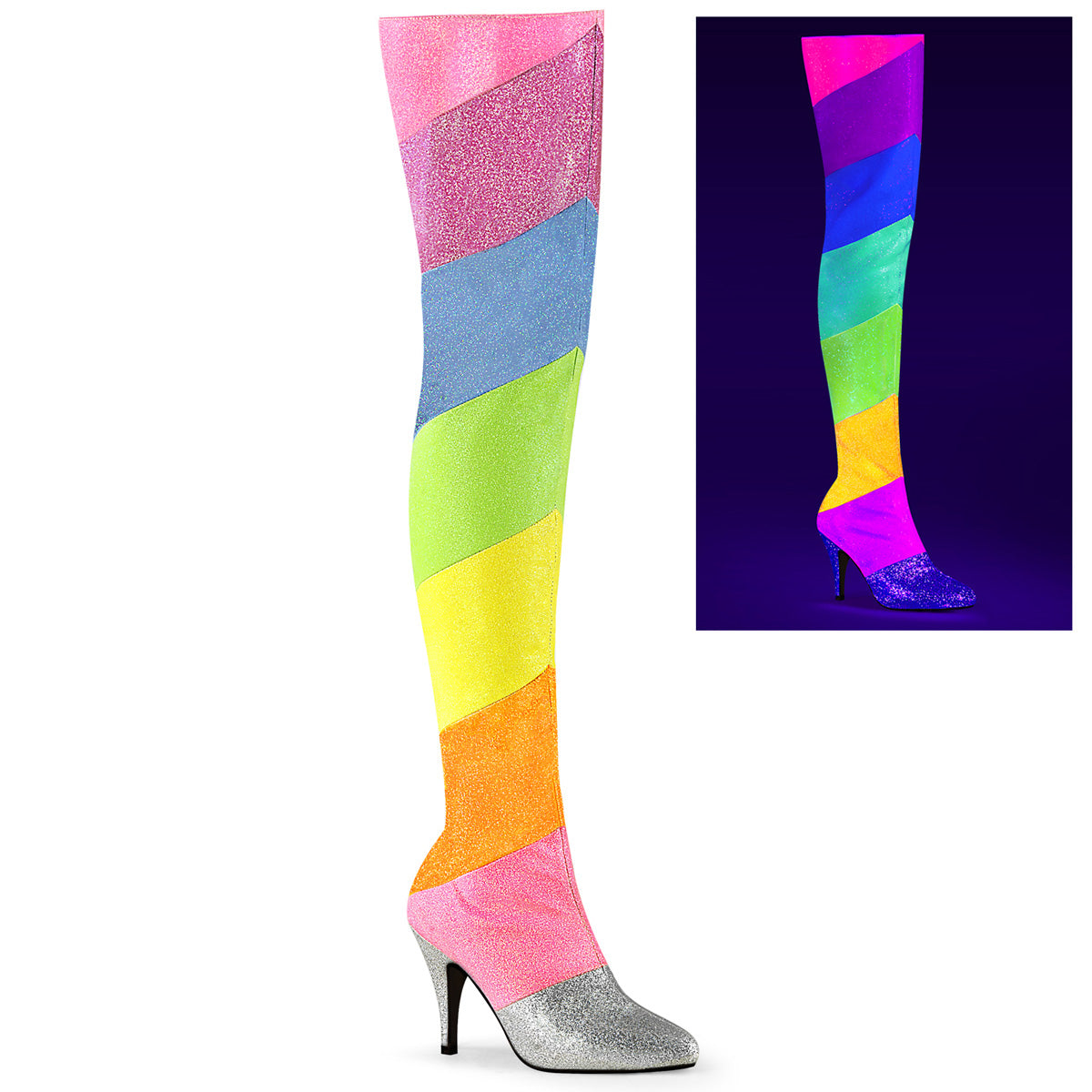 Pleaser Pink Label Frauenpumpen DREAM-3012RBG Multi-Rainbow Multi-Glitter