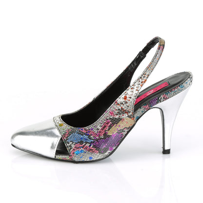 Pleaser Pink Label Frauenpumpen DREAM-405 Multi-Color Snake Print-SLV Metallic PU