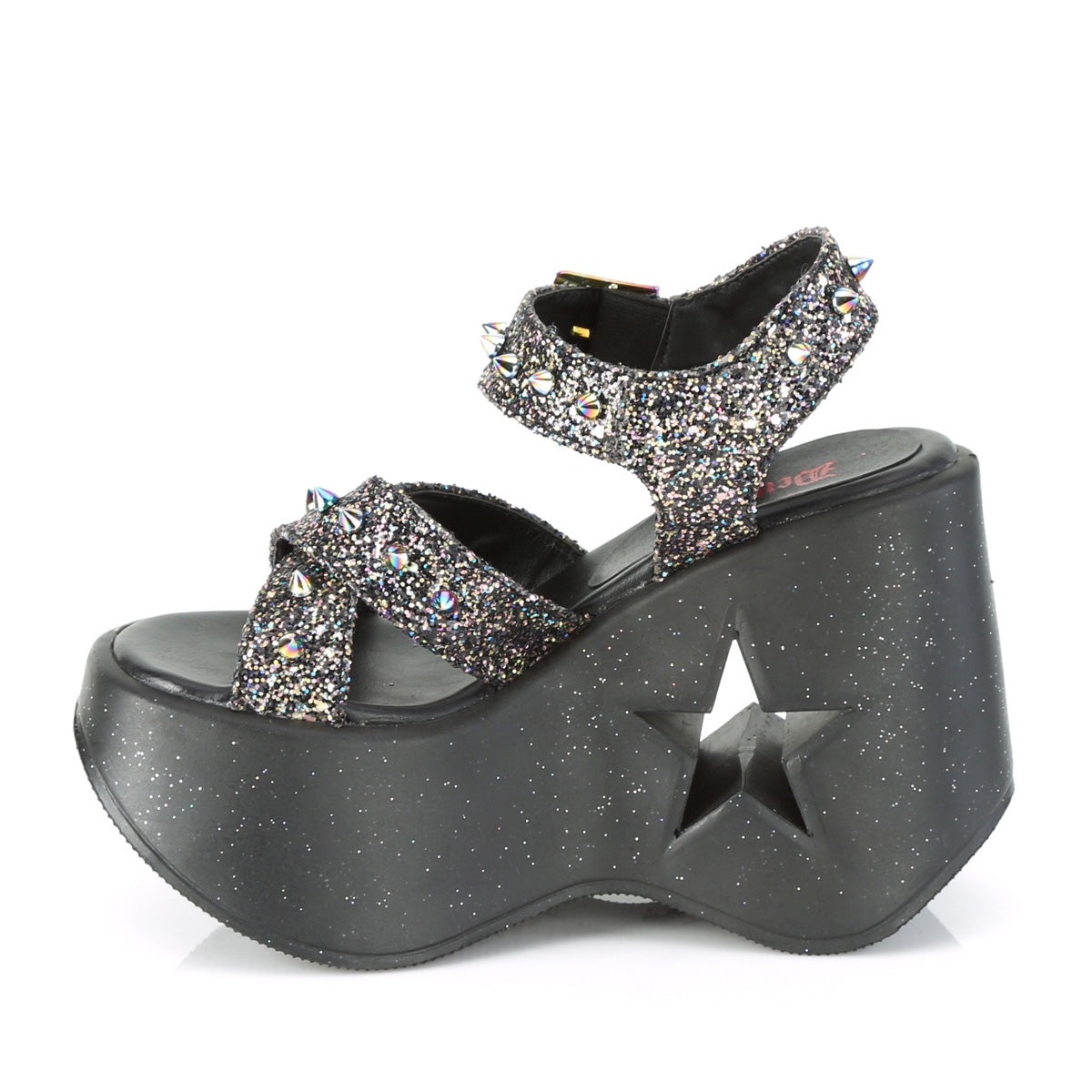 DemoniaCult Frauen Sandalen DYNAMITE-02 BLK Multi Glitter