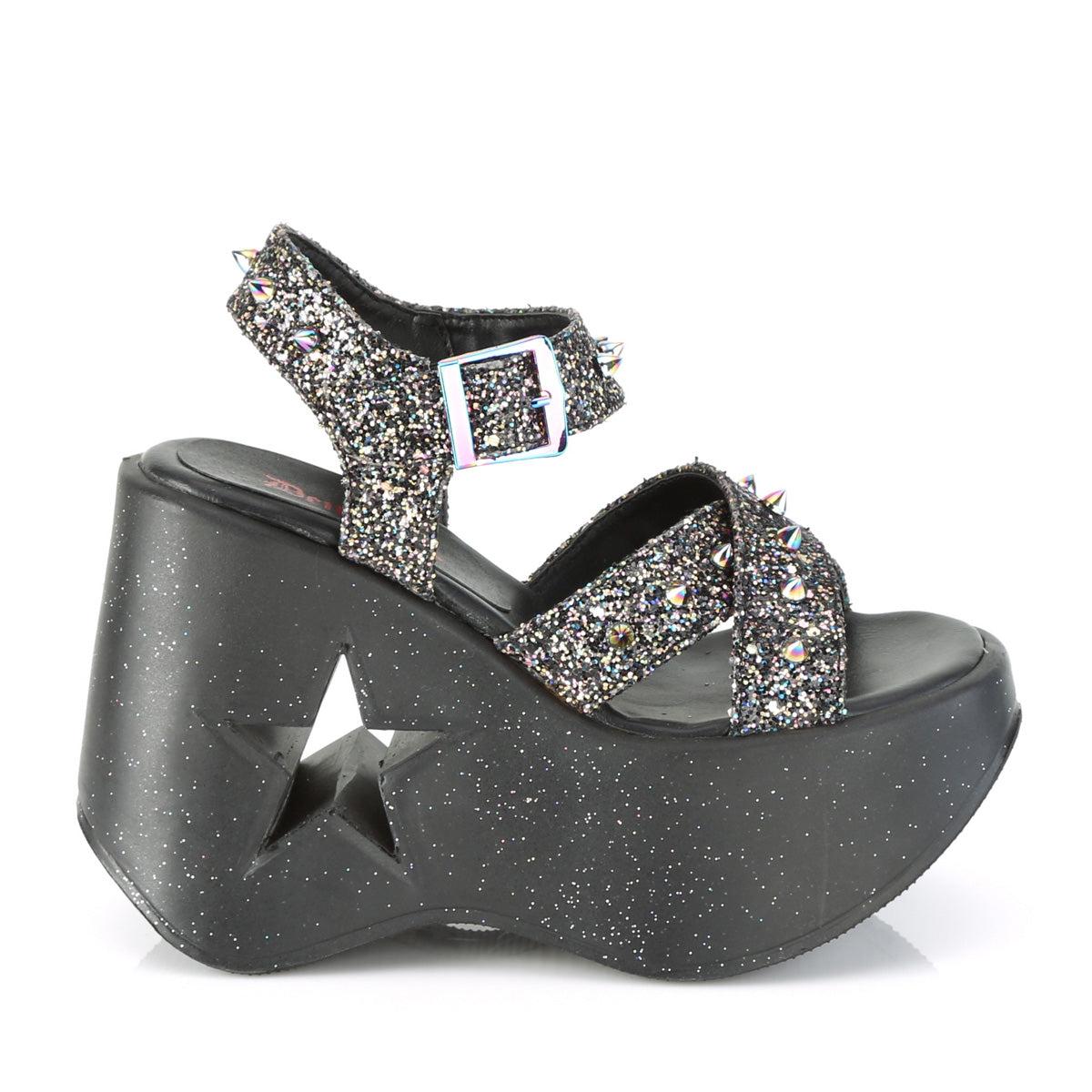 DemoniaCult Womens Sandals DYNAMITE-02 Blk Multi Glitter