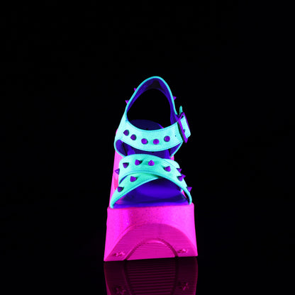 DemoniaCult Womens Sandals DYNAMITE-02 Neon Yellow Glitter/Pink