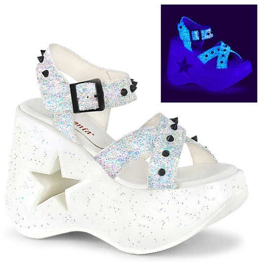 DemoniaCult Frauen Sandalen DYNAMITE-02 WHT Multi Glitter