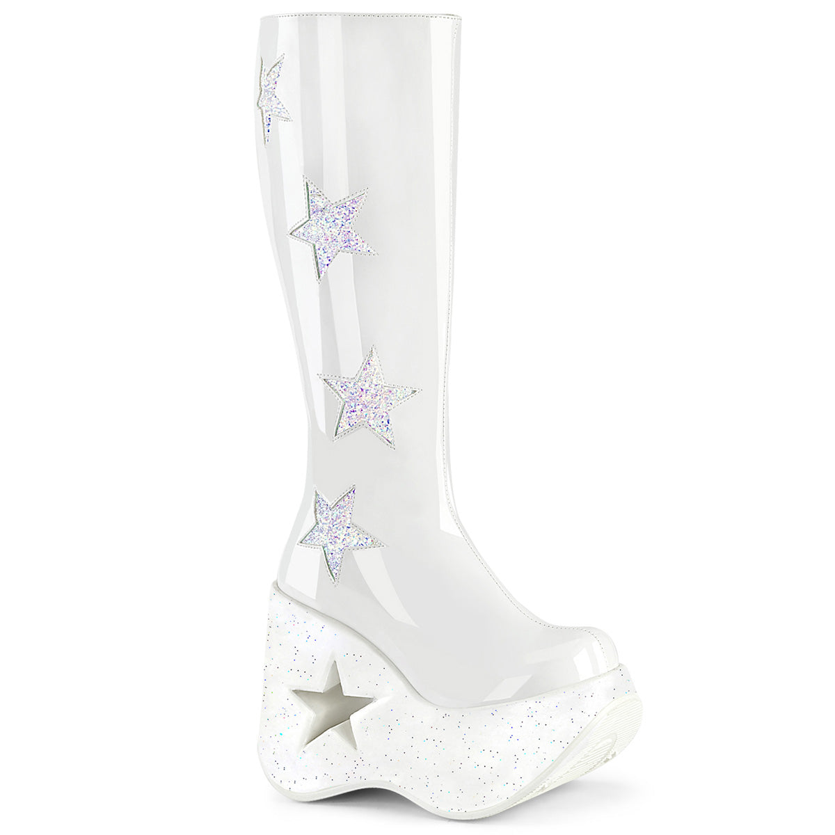DemoniaCult  Stiefel DYNAMITE-218 WHT PAT-WHT Multi Glitter