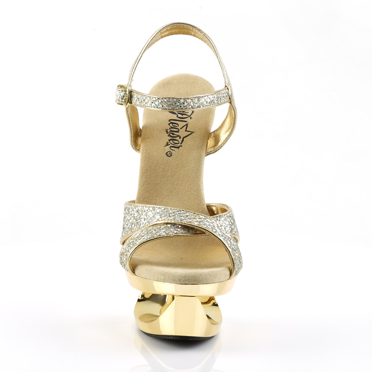 Pleaser Damen Sandalen ECLIPSE-619g Gold Multi Gltr / Gold Chrome