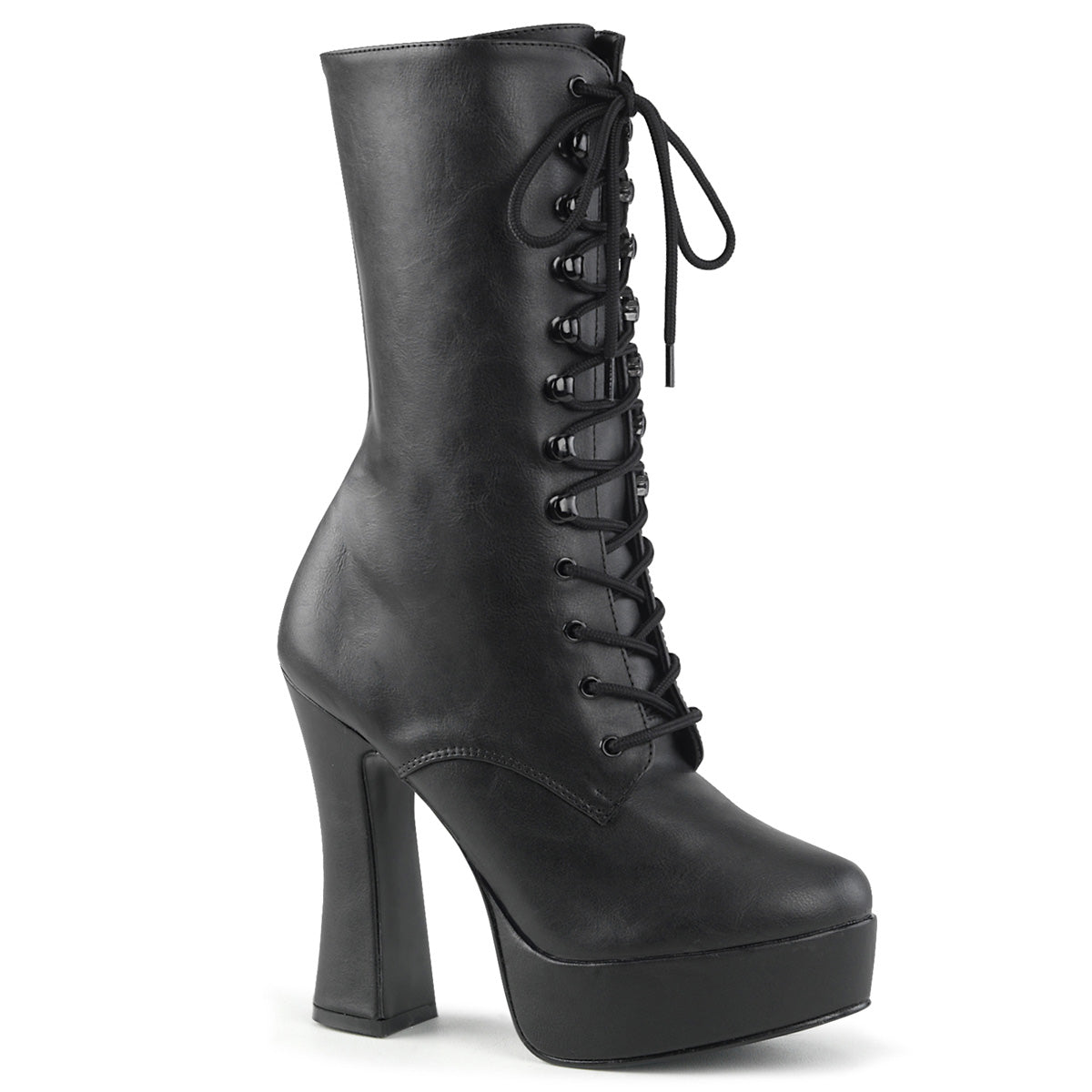 Pleaser Womens Ankle Boots ELECTRA-1020 Blk Faux Leather/Blk Matte
