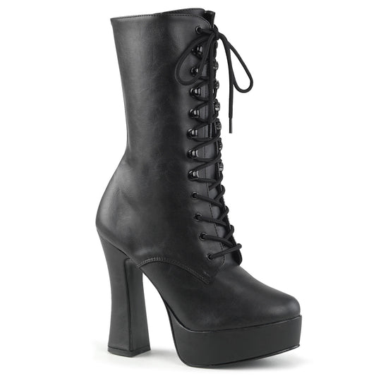 Pleaser Womens Ankle Boots ELECTRA-1020 Blk Faux Leather/Blk Matte