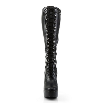 Pleaser Womens Boots ELECTRA-2023 Blk Str Faux Leather