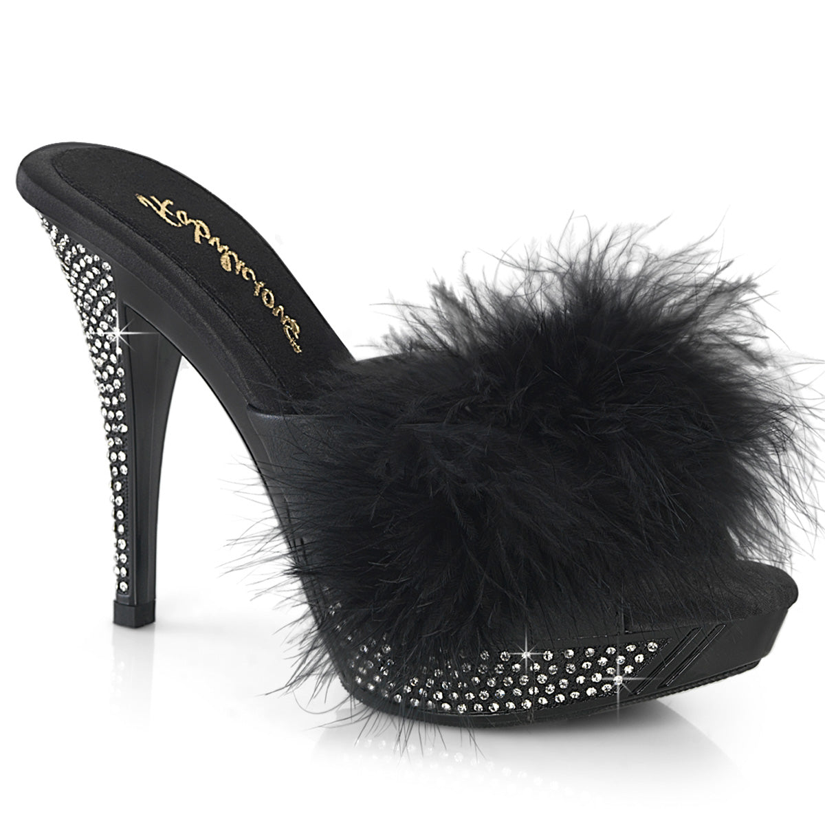 Fabulicious   ELEGANT-401f BLK Marabou-Faux Leder/BLK
