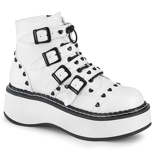 DemoniaCult Damenknöchelstiefel EMILY-315 weißes veganes Leder