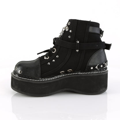 DemoniaCult Damenknöchelstiefel EMILY-317 BLK Canvas-Vegan Leder