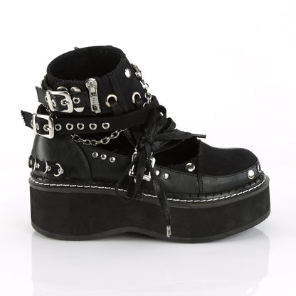 DemoniaCult Damenknöchelstiefel EMILY-317 BLK Canvas-Vegan Leder