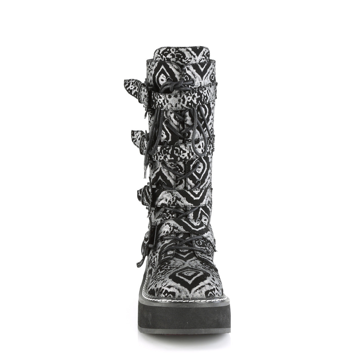 DemoniaCult  Stiefel EMILY-322 BLK-Silver Faux Nubuck Leder