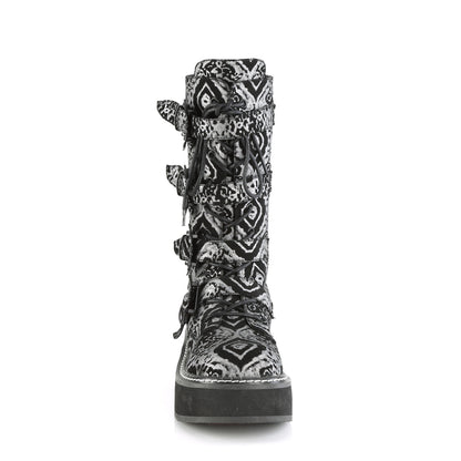 DemoniaCult  Stiefel EMILY-322 BLK-Silver Faux Nubuck Leder