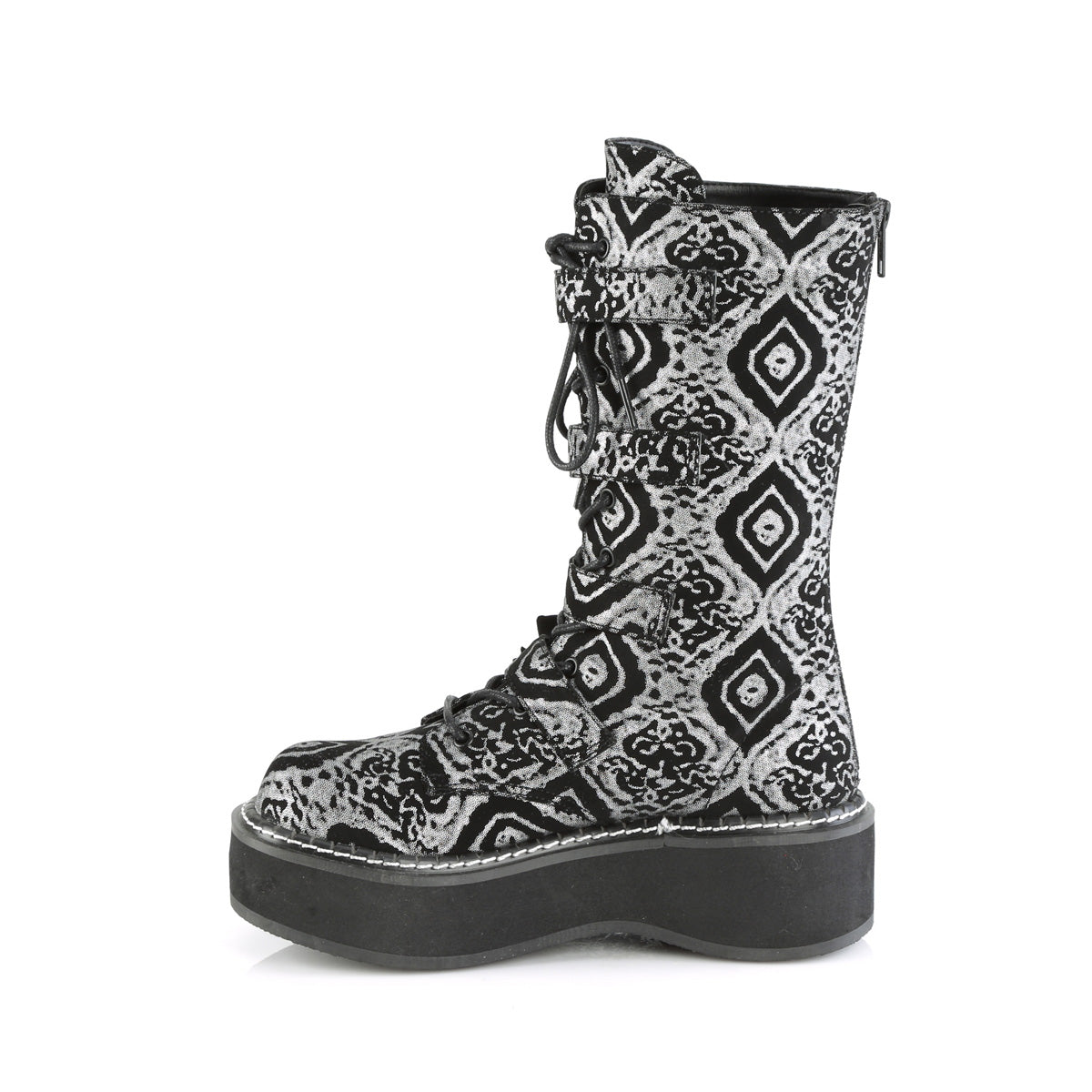 DemoniaCult  Stiefel EMILY-322 BLK-Silver Faux Nubuck Leder