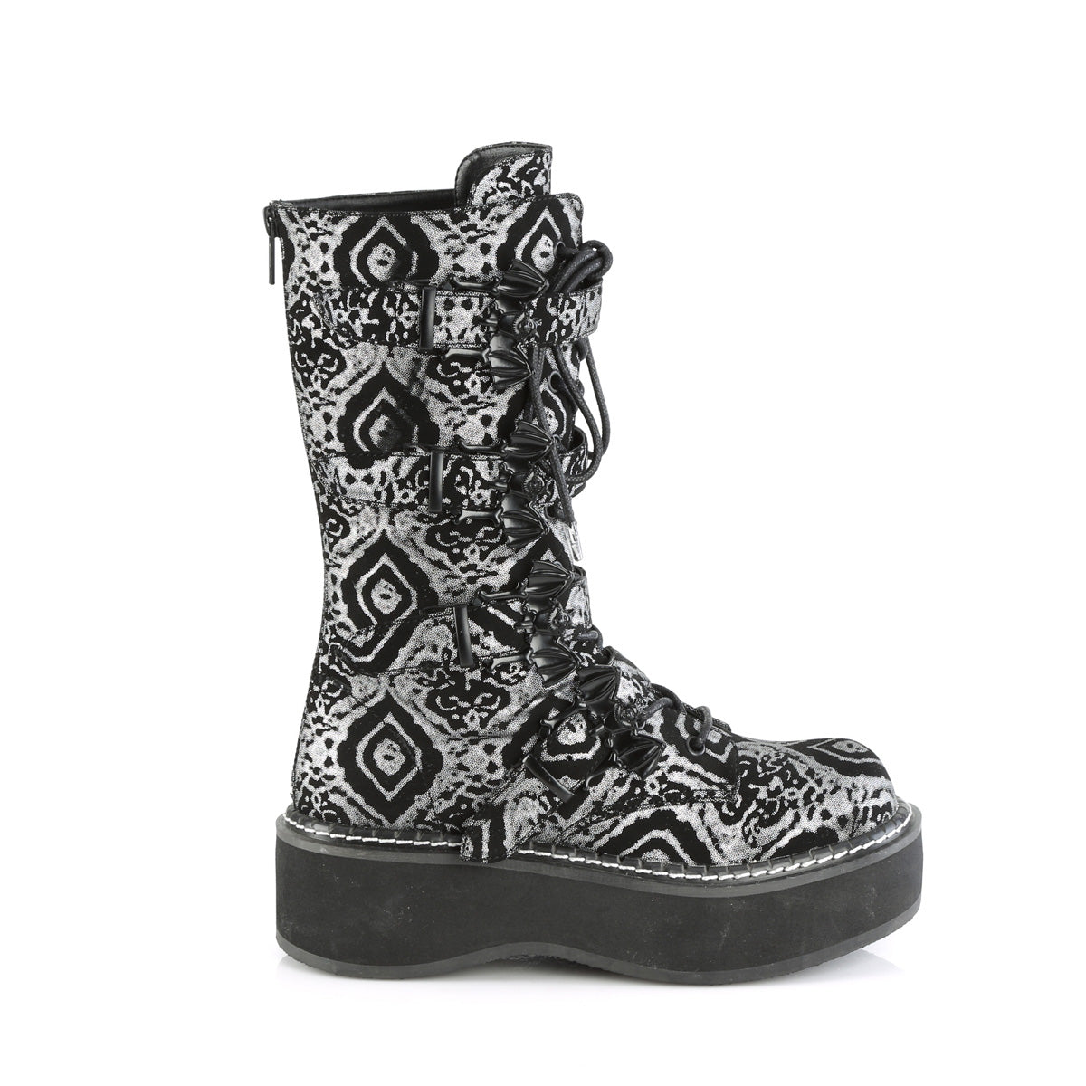 DemoniaCult  Stiefel EMILY-322 BLK-Silver Faux Nubuck Leder
