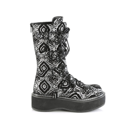 DemoniaCult  Stiefel EMILY-322 BLK-Silver Faux Nubuck Leder