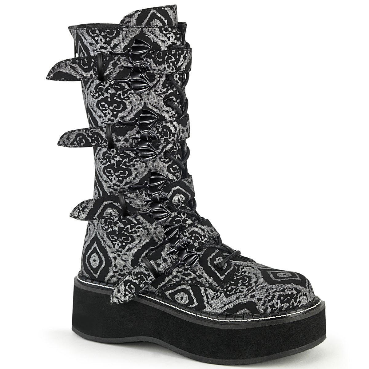 DemoniaCult  Stiefel EMILY-322 BLK-Silver Faux Nubuck Leder