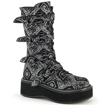 DemoniaCult  Stiefel EMILY-322 BLK-Silver Faux Nubuck Leder