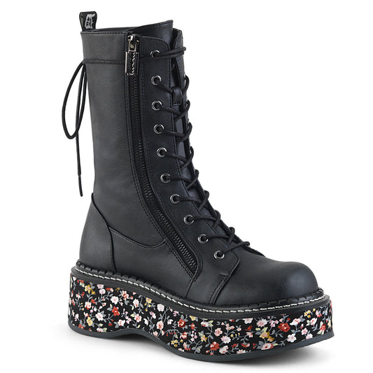 DemoniaCult Frauenstiefel EMILY-350 BLK Veganer Lederfluchstoffstoff