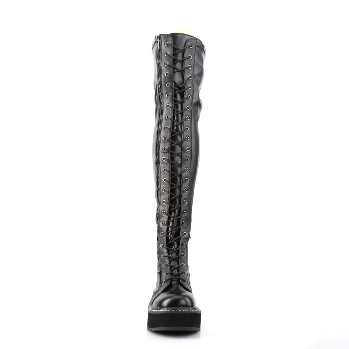 DemoniaCult Womens Boots EMILY-375 Blk Str Vegan Leather