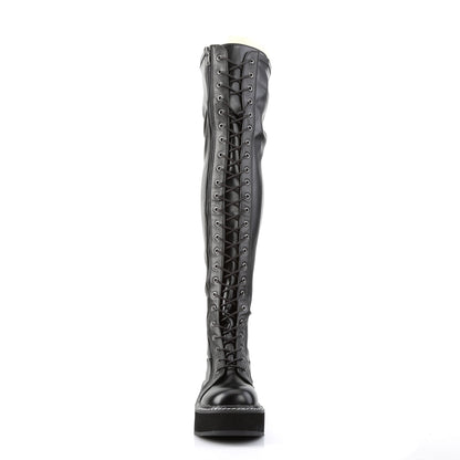 DemoniaCult Womens Boots EMILY-375 Blk Str Vegan Leather