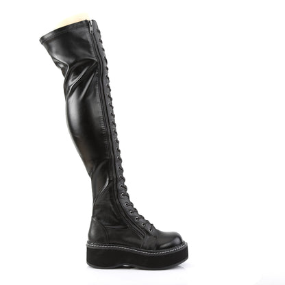 DemoniaCult Womens Boots EMILY-375 Blk Str Vegan Leather