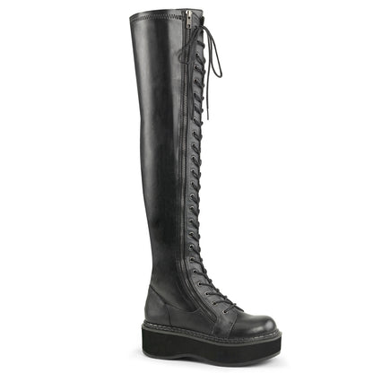 DemoniaCult Womens Boots EMILY-375 Blk Str Vegan Leather
