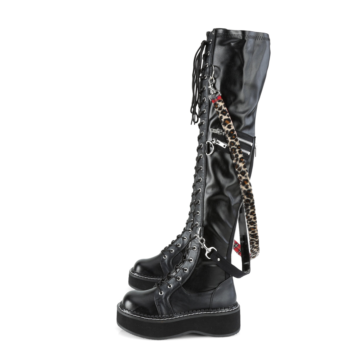 DemoniaCult Frauenstiefel EMILY-377 blk str vegan Leder