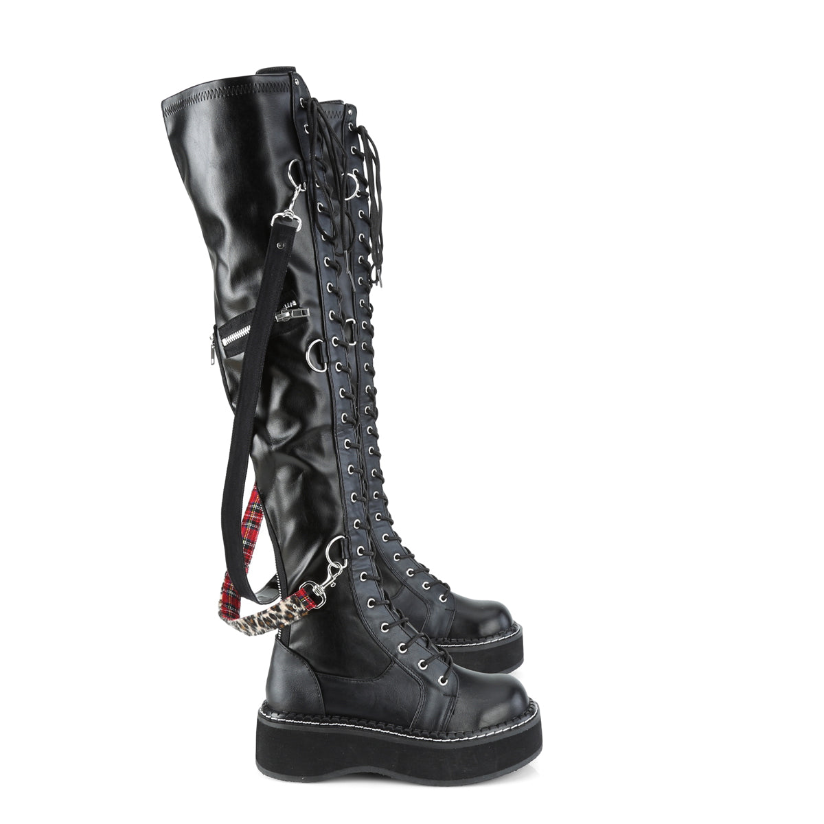 DemoniaCult Frauenstiefel EMILY-377 blk str vegan Leder
