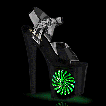 Pleaser   ENCHANT-708LT-Pinwhe CLR/BLK-SLV-Glitzer