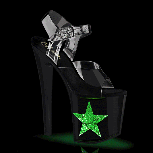 Pleaser   ENCHANT-708LT-STAR CLR/BLK-SLV-Glitzer