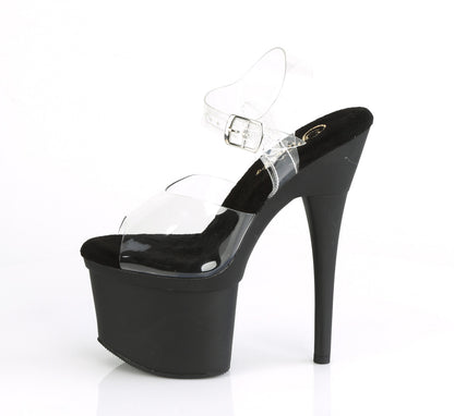 Pleaser Womens Sandals ESTEEM-708 Clr/Blk Matte